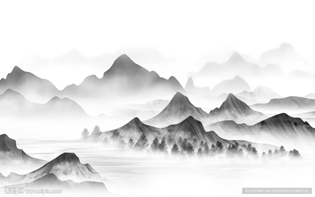 灰色 高雅极简山水 tif分层