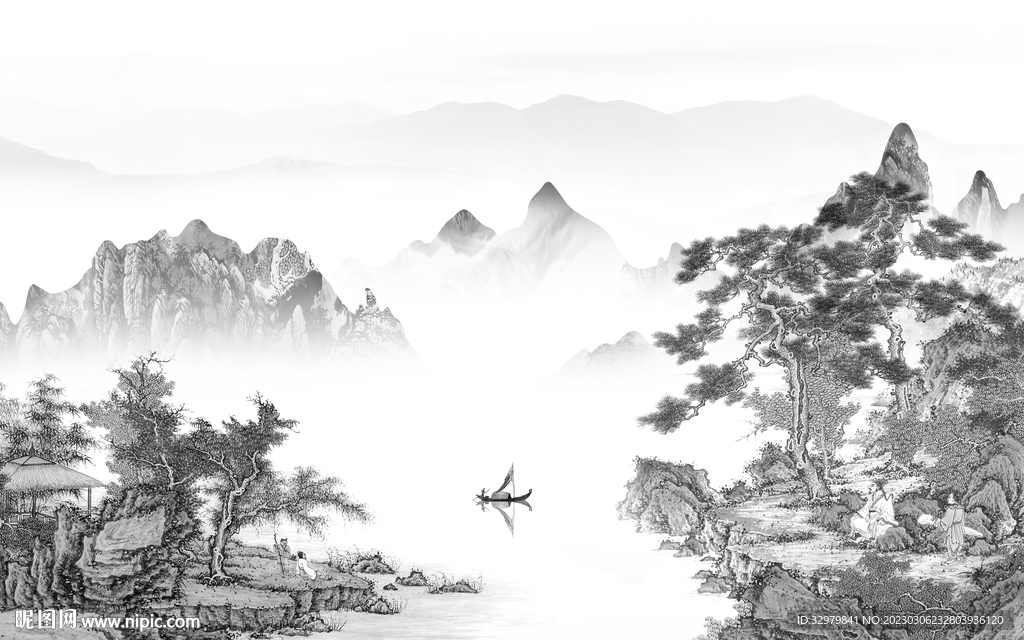 高档 高雅极简山水 tif分层