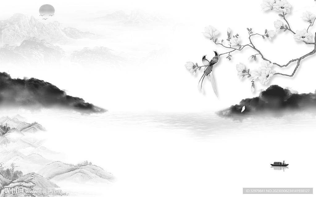 最 新式简约山水 tif分层