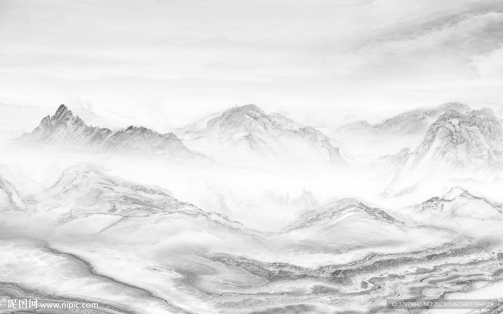 新品 新式简约山水 tif分层