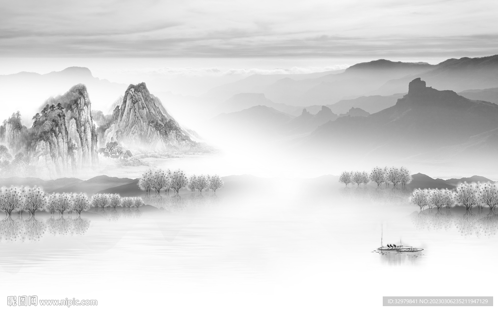 大气 高雅极简山水 tif分层