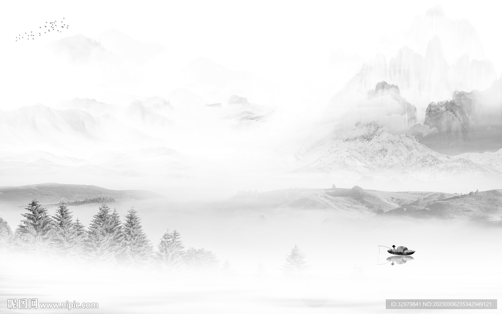 高档 新式简约山水 tif分层