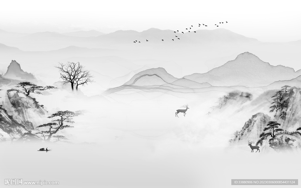 现代 意境高端山水 tif分层