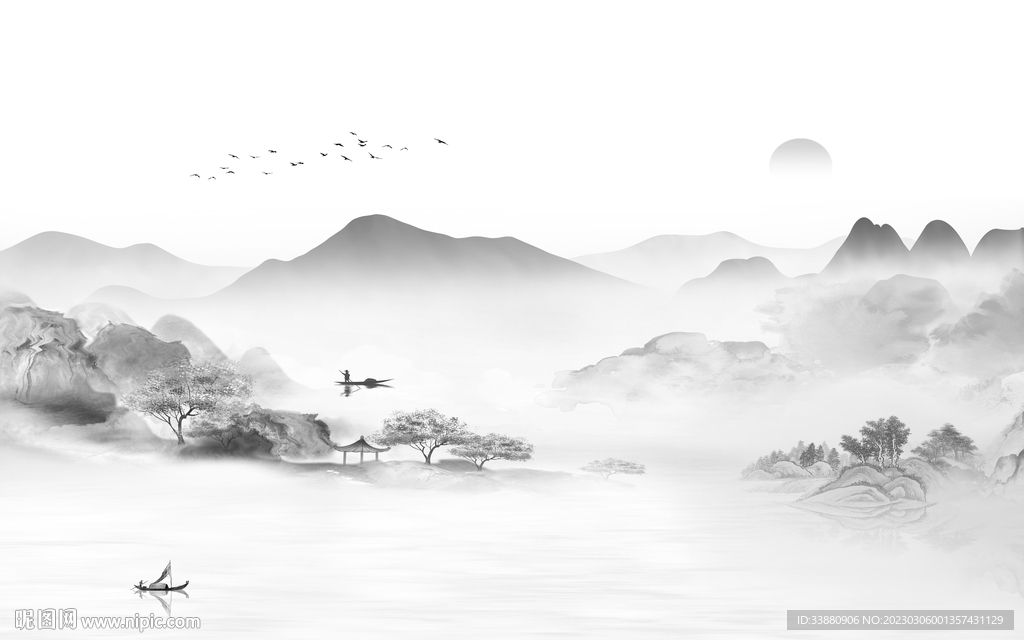 爆款 简奢高档山水 tif分层