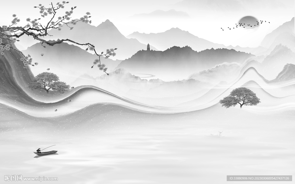 爆款 新式高端山水 tif分层