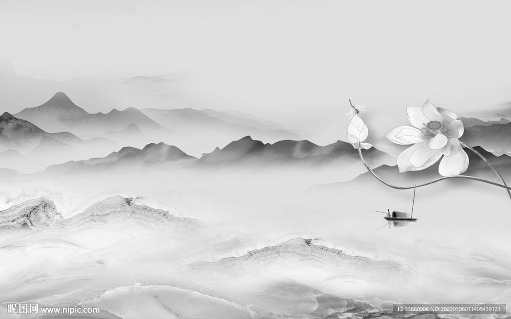 别墅 灰色高雅山水 tif分层