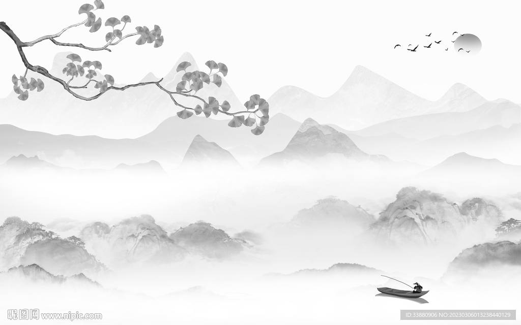 电视 爆款中式山水 tif分层