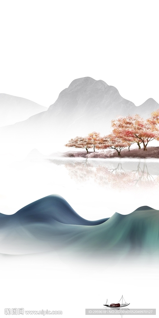 人气 现代新式山水 Tif分层