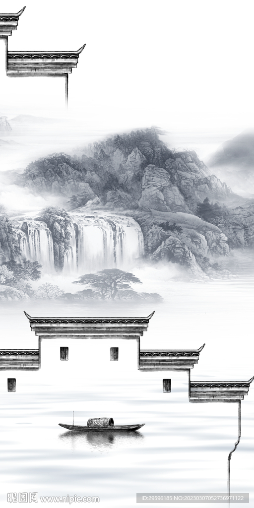 蓝色 高清新式山水 Tif分层