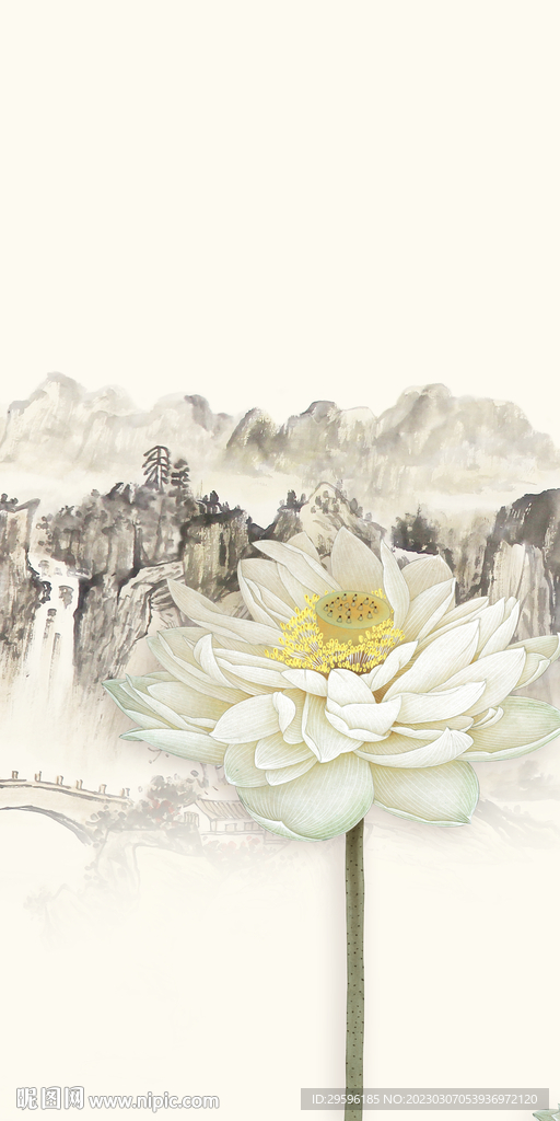 荷花 高清新式山水 Tif分层