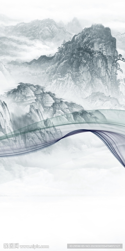 高端 新式简约山水 Tif分层