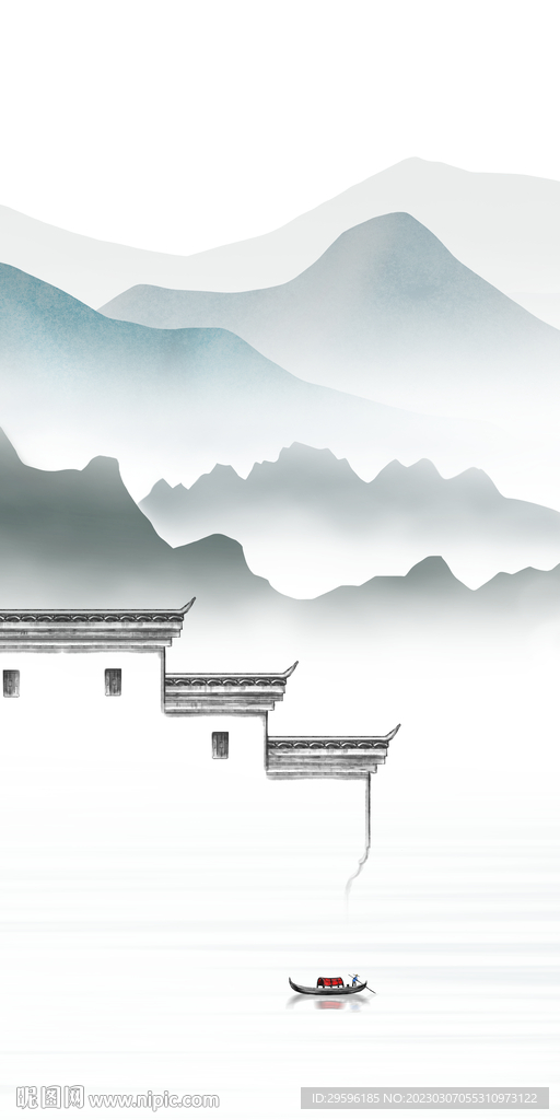 别墅 简意玄关山水 Tif分层