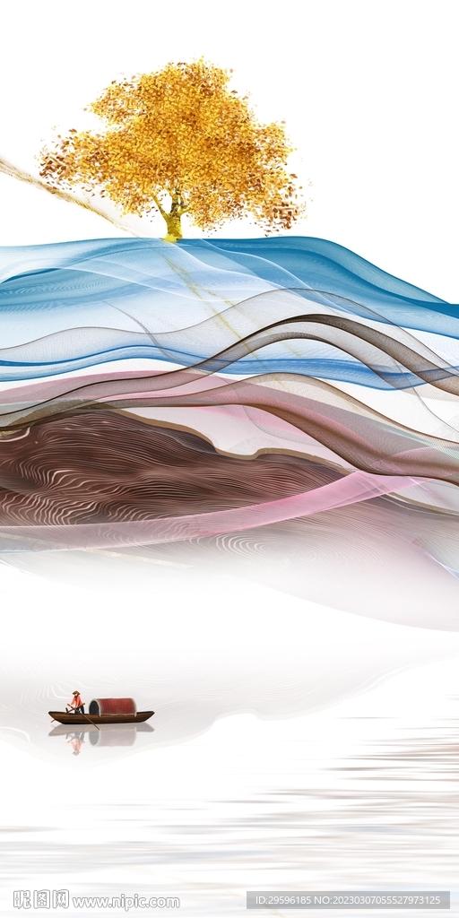 现代 新式简约山水 Tif分层