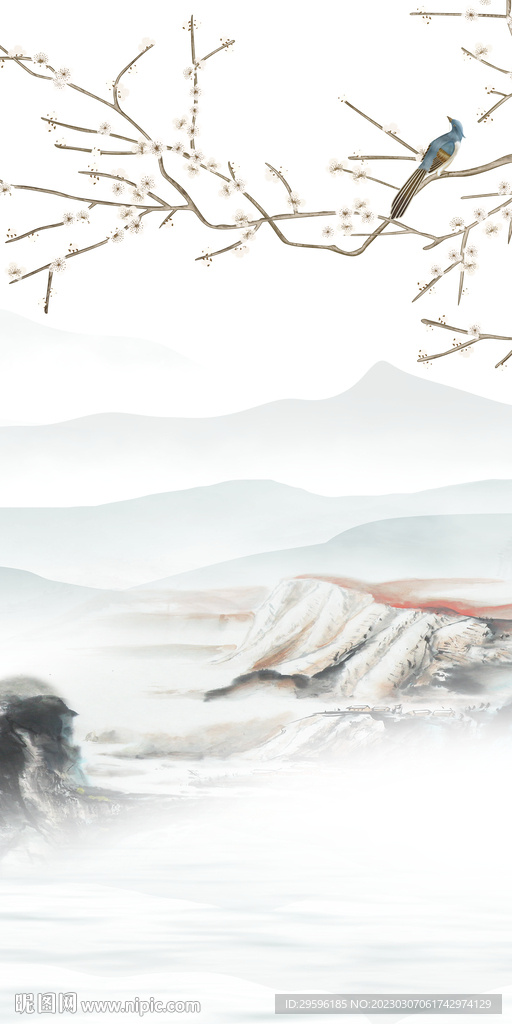 极 简意玄关山水 Tif分层图