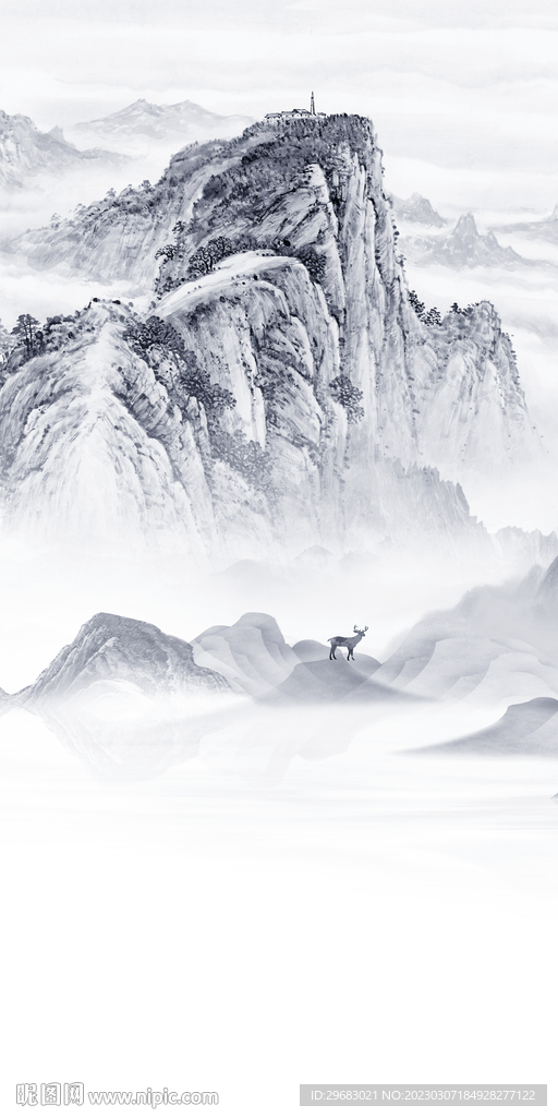 极简 意境玄关山水 tIF分层