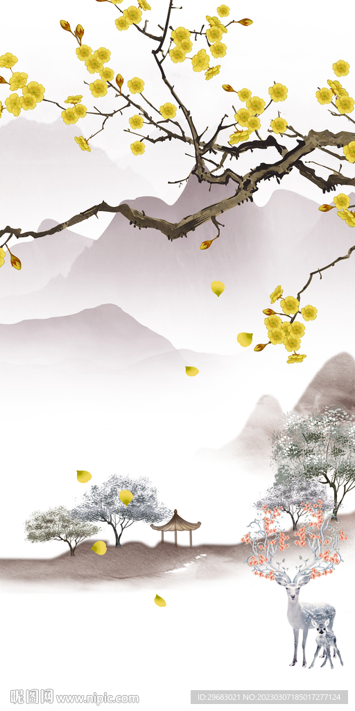 新品 意境玄关山水 tIF分层