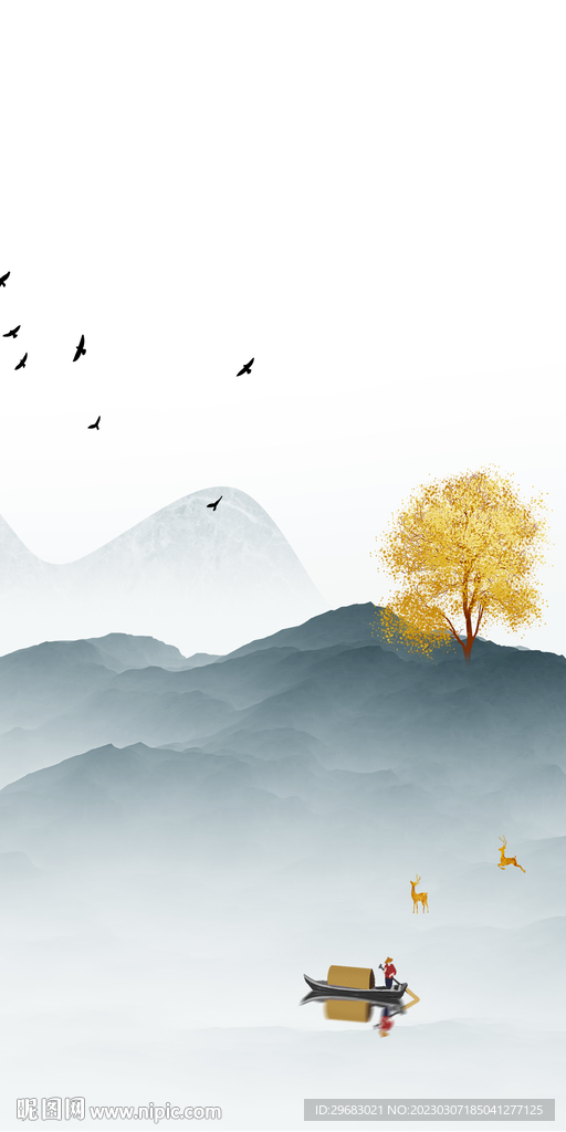 最新 意境玄关山水 tIF分层