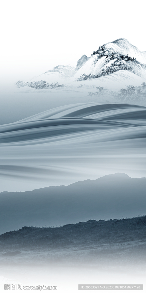 爆款 意境玄关山水 tIF分层