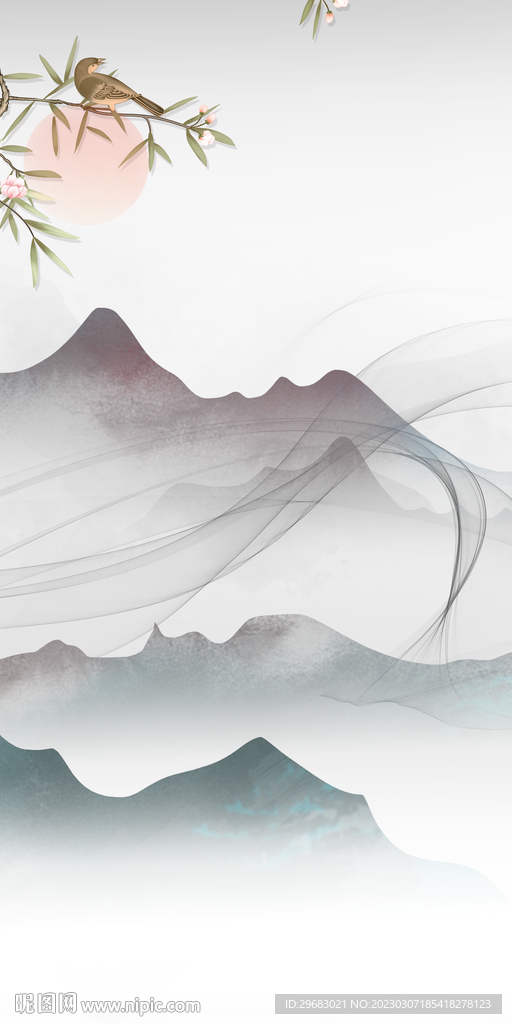 高端 意境玄关山水 tIF分层