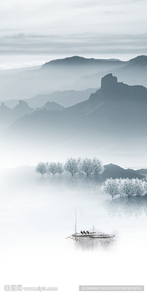 高档 意境玄关山水 tIF分层