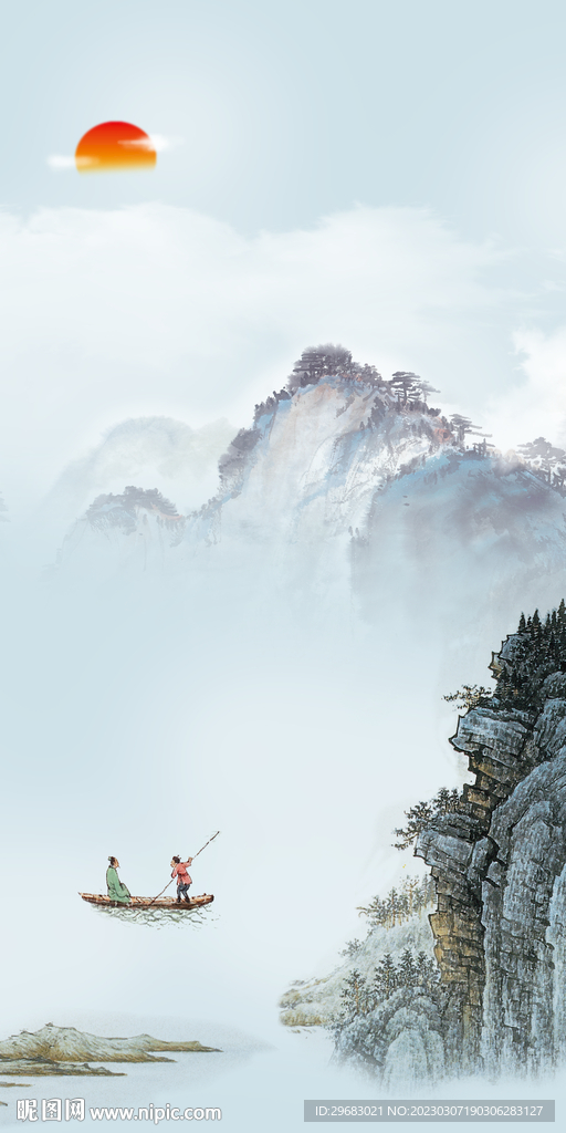 简约 意境玄关山水 tIF分层