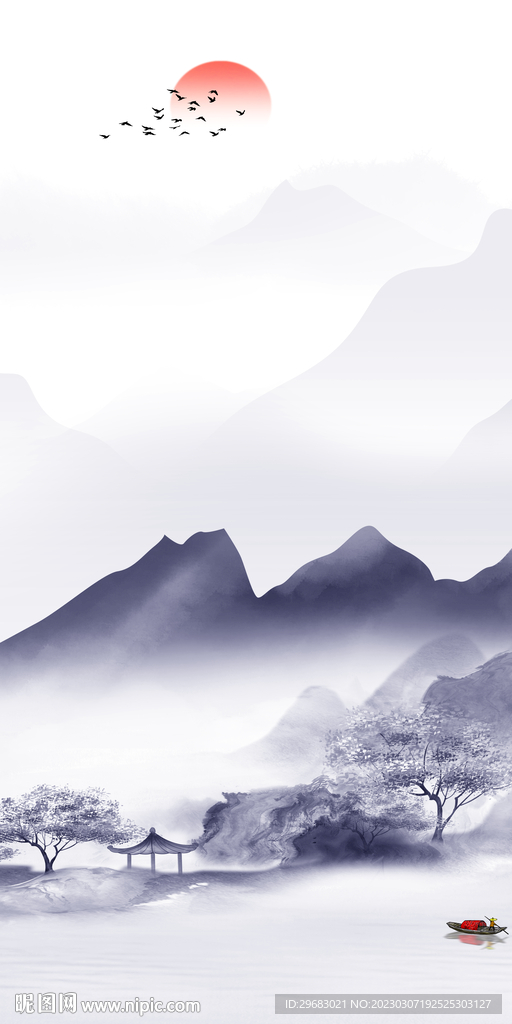 新品 玄关简意山水 tIf分层