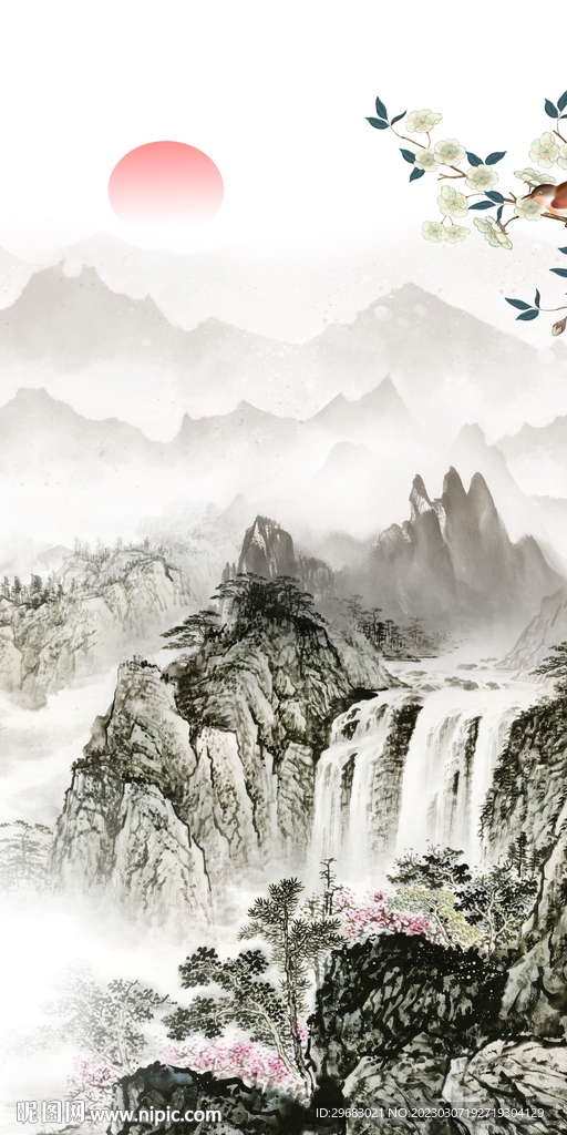 最新 玄关简意山水 tIf分层