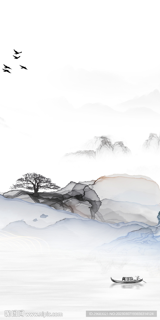 现代 玄关简意山水 tIf分层