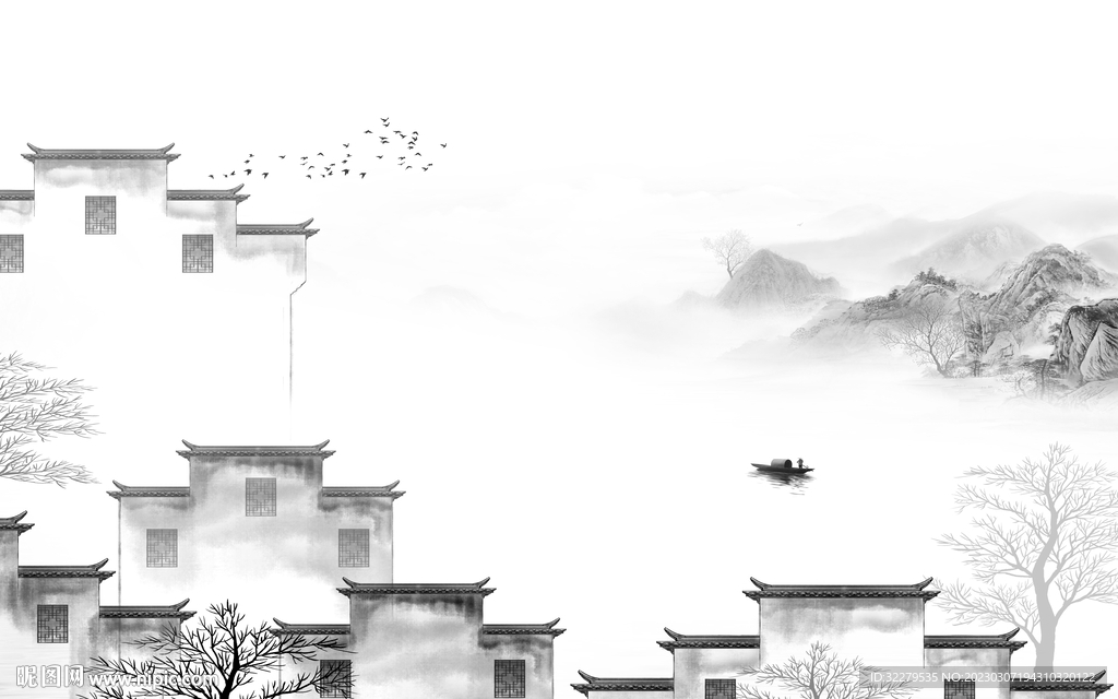 爆款 热门简约山水 TiF分层