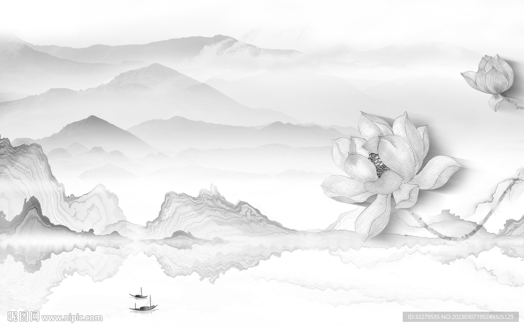 极简 热销灰色山水 TiF分层