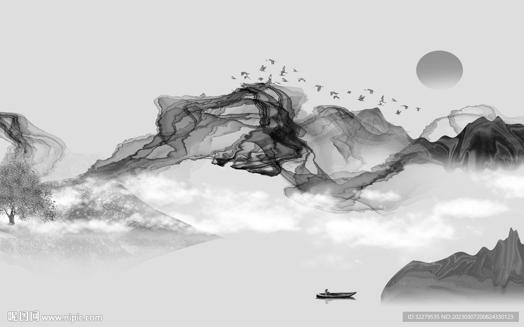 新品 热销灰色山水 TiF分层