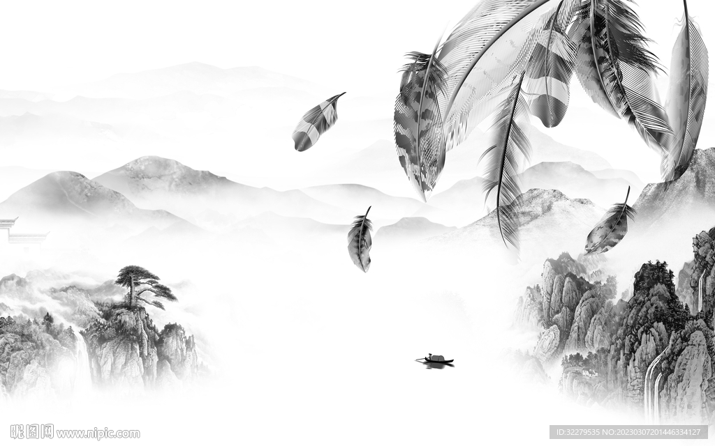 新款 热销灰色山水 TiF分层