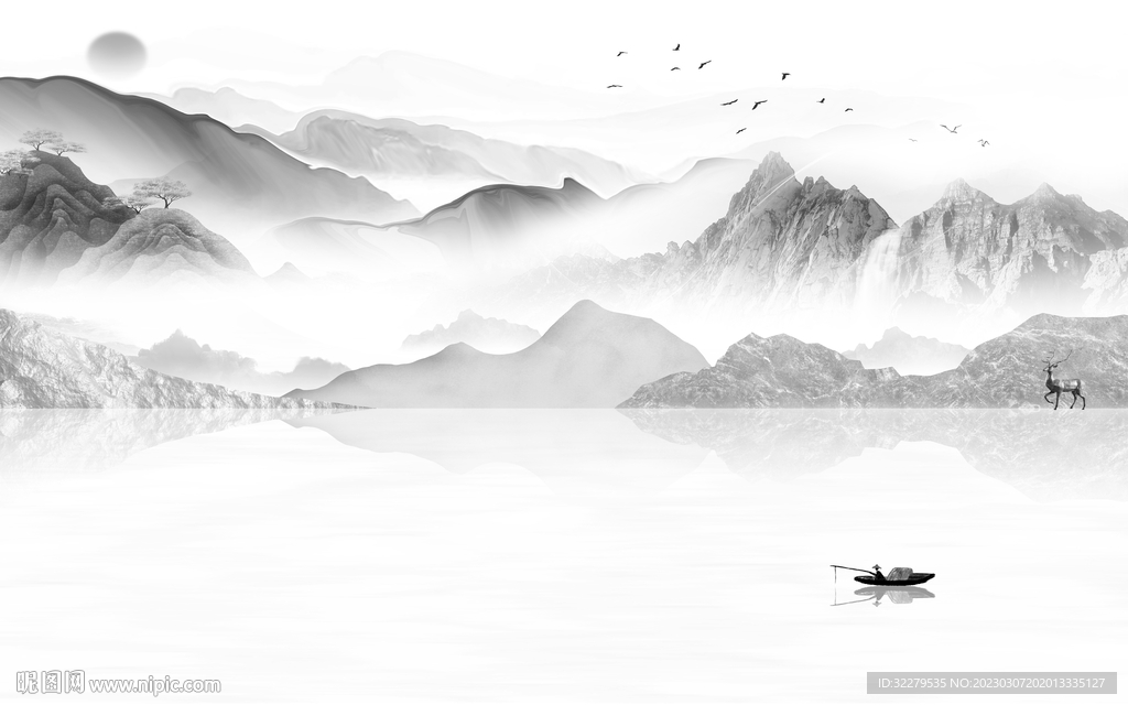 爆款 热销灰色山水 TiF分层