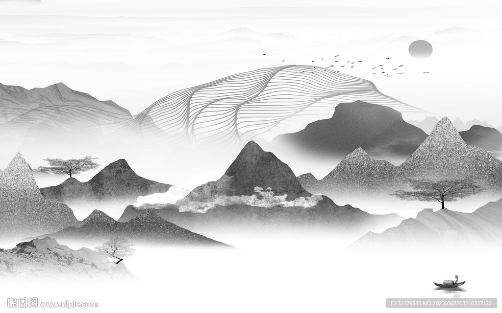 意境 热销灰色山水 TiF分层