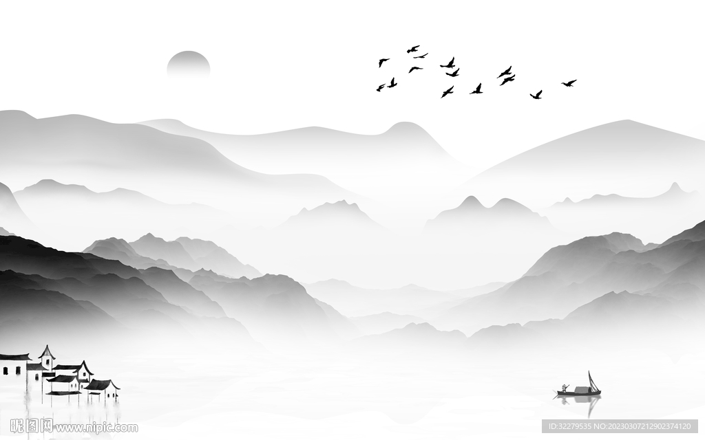 大气 热销灰色山水 TiF分层