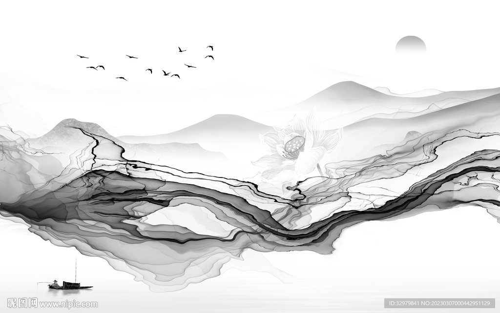 高清 新式简约山水 tif分层