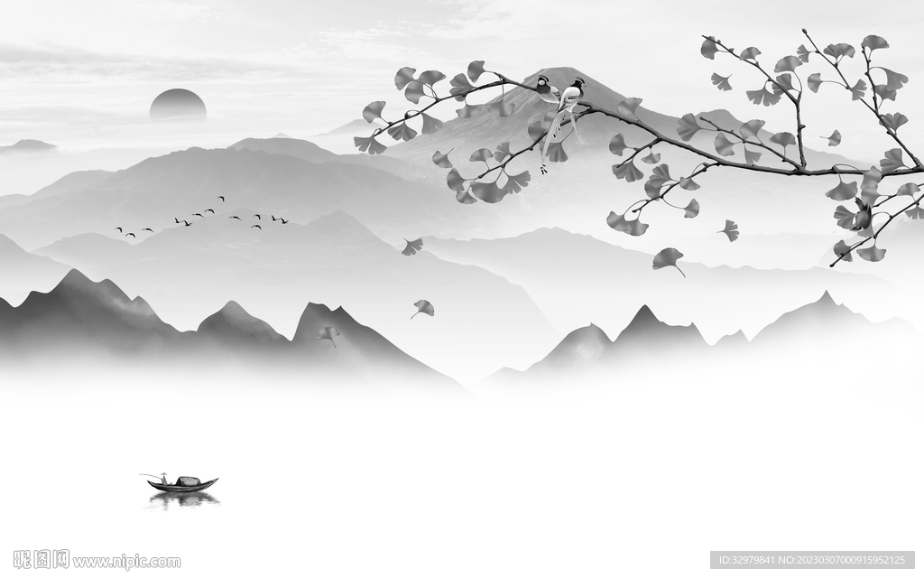 人气 新式简约山水 tif分层