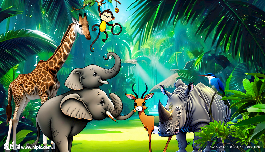卡通动物森林背景