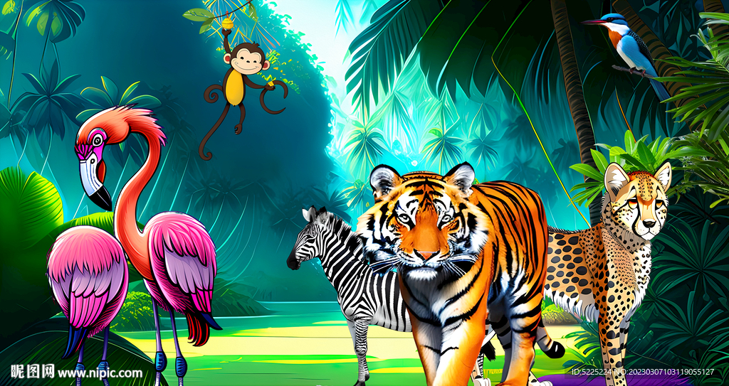 卡通动物森林背景