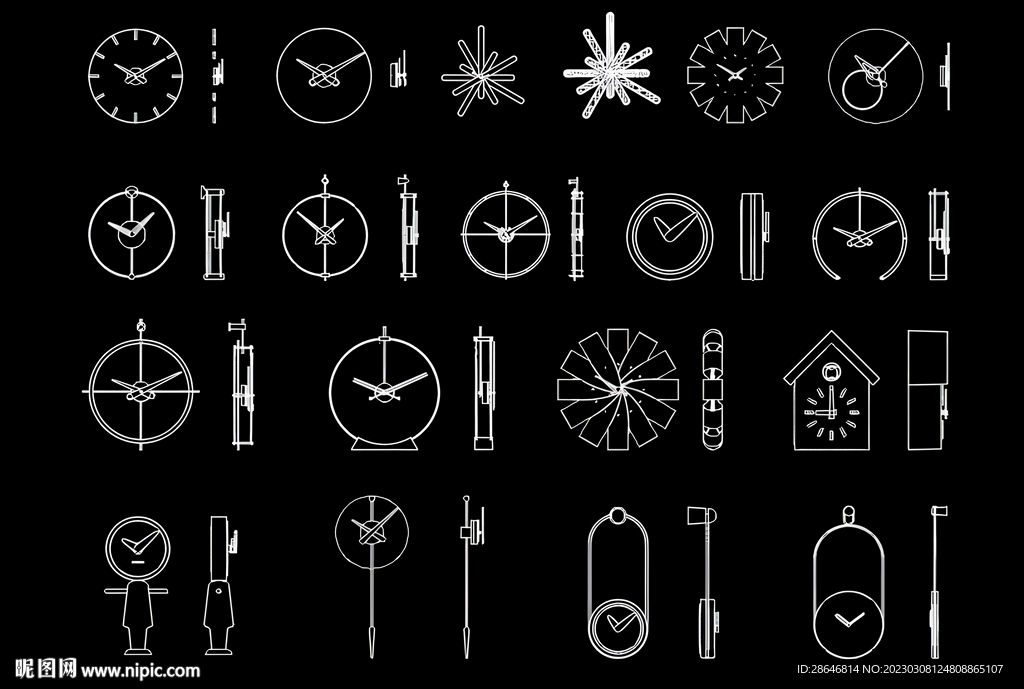 各种钟表CAD图库