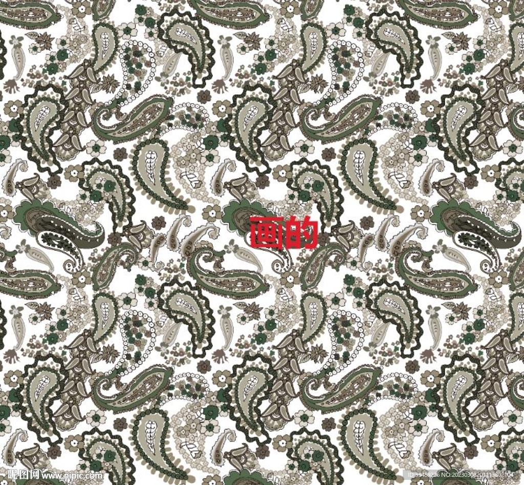 方巾腰果花佩斯利