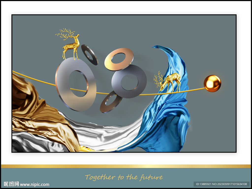 抽象餐厅飘带挂画