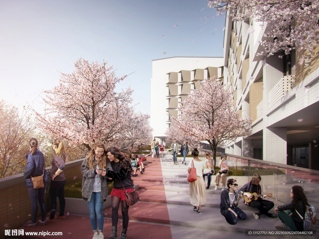 学校内廷阶梯效果图