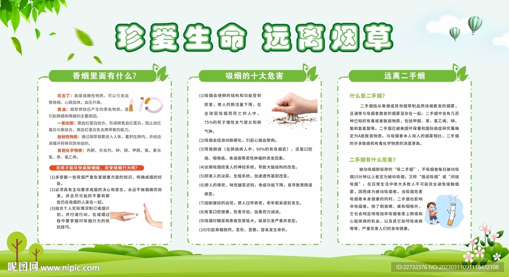 禁烟控烟无烟日展板