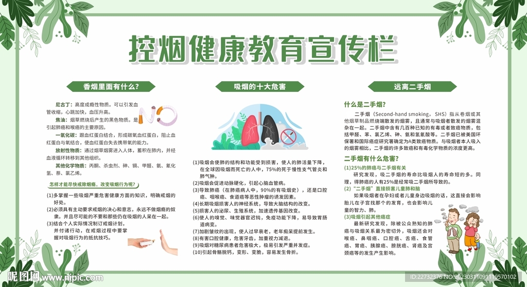 禁烟控烟无烟日展板