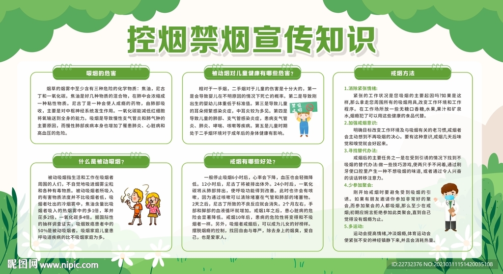 禁烟控烟无烟日展板