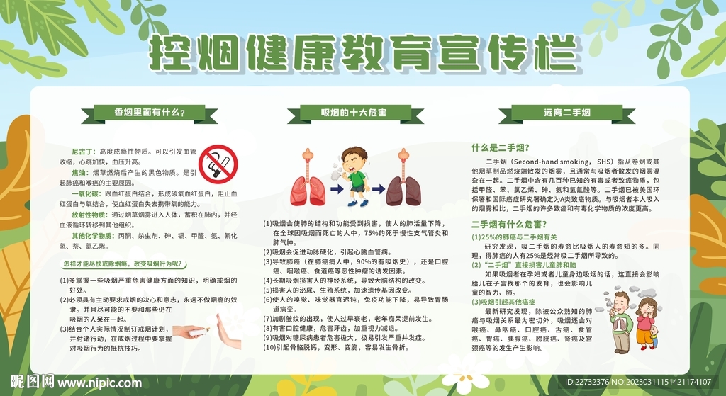 禁烟控烟无烟日展板