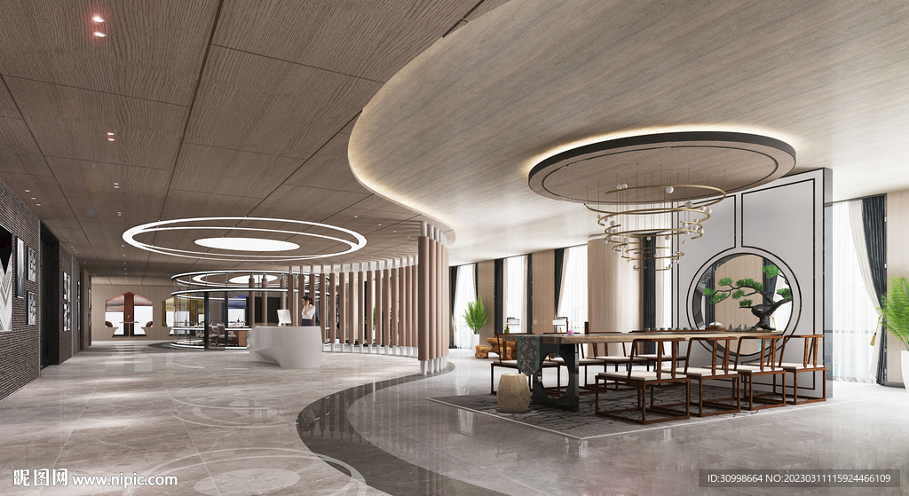 接待区前台效果图