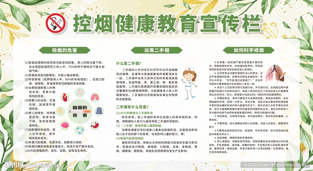 禁烟控烟无烟日展板