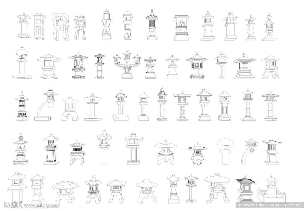 新中式禅意灯CAD图库